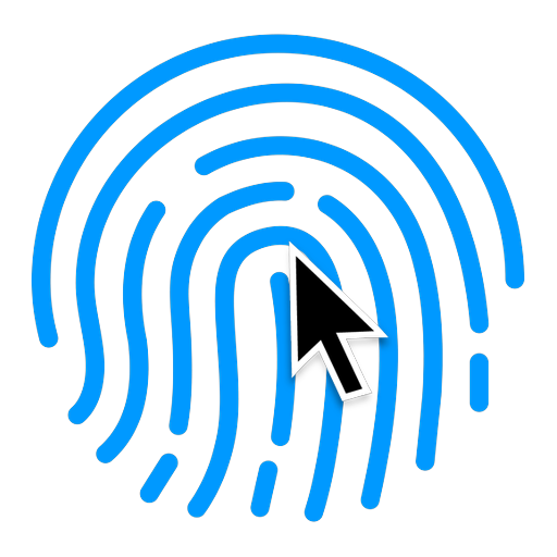 A fingerprint drawn in blue with a pointer resting on it.