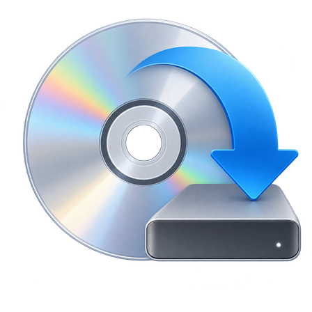 A disc being copied onto a drive.