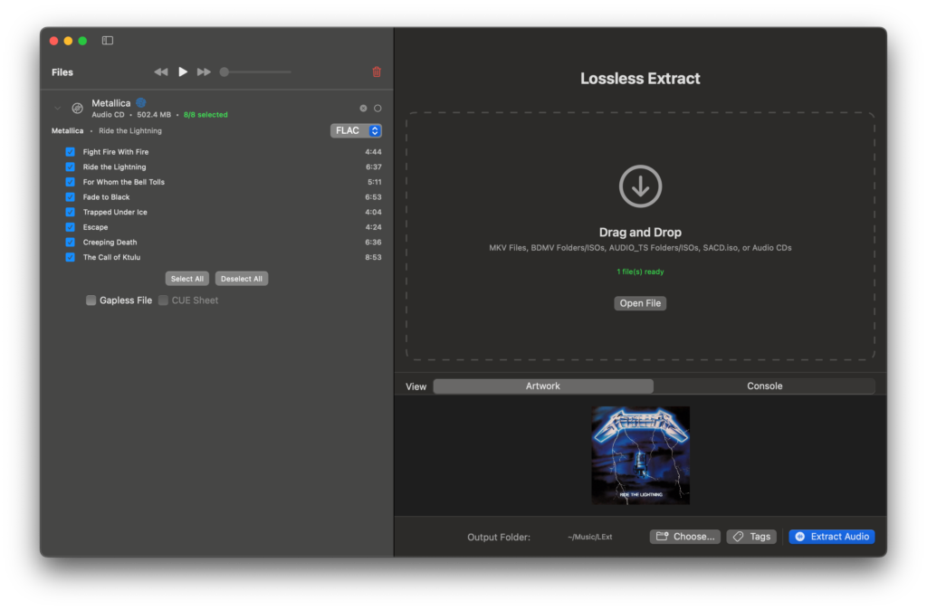 Lossless Extract Cd ripping